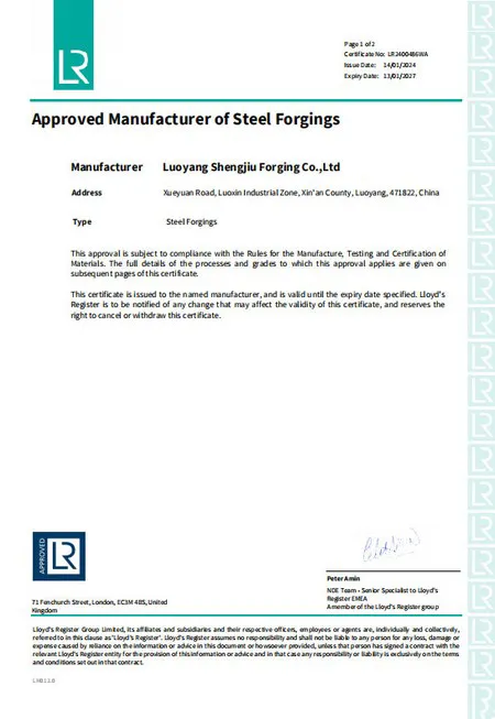 LR Factory Approval Certificate